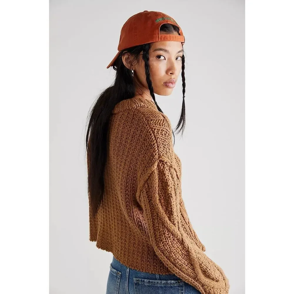 NWT❤️Free People Women Cutting Edge Cotton Cable Sweater szXS